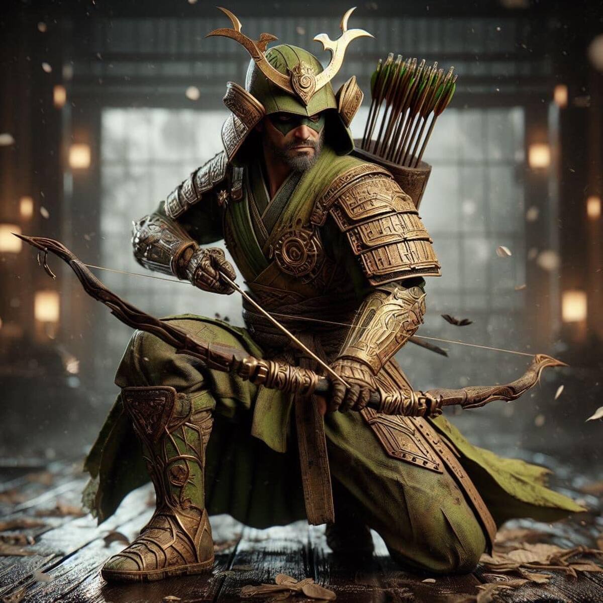 Inteligencia artificial revela cómo se vería el "Flecha Verde" en la época de samurais.