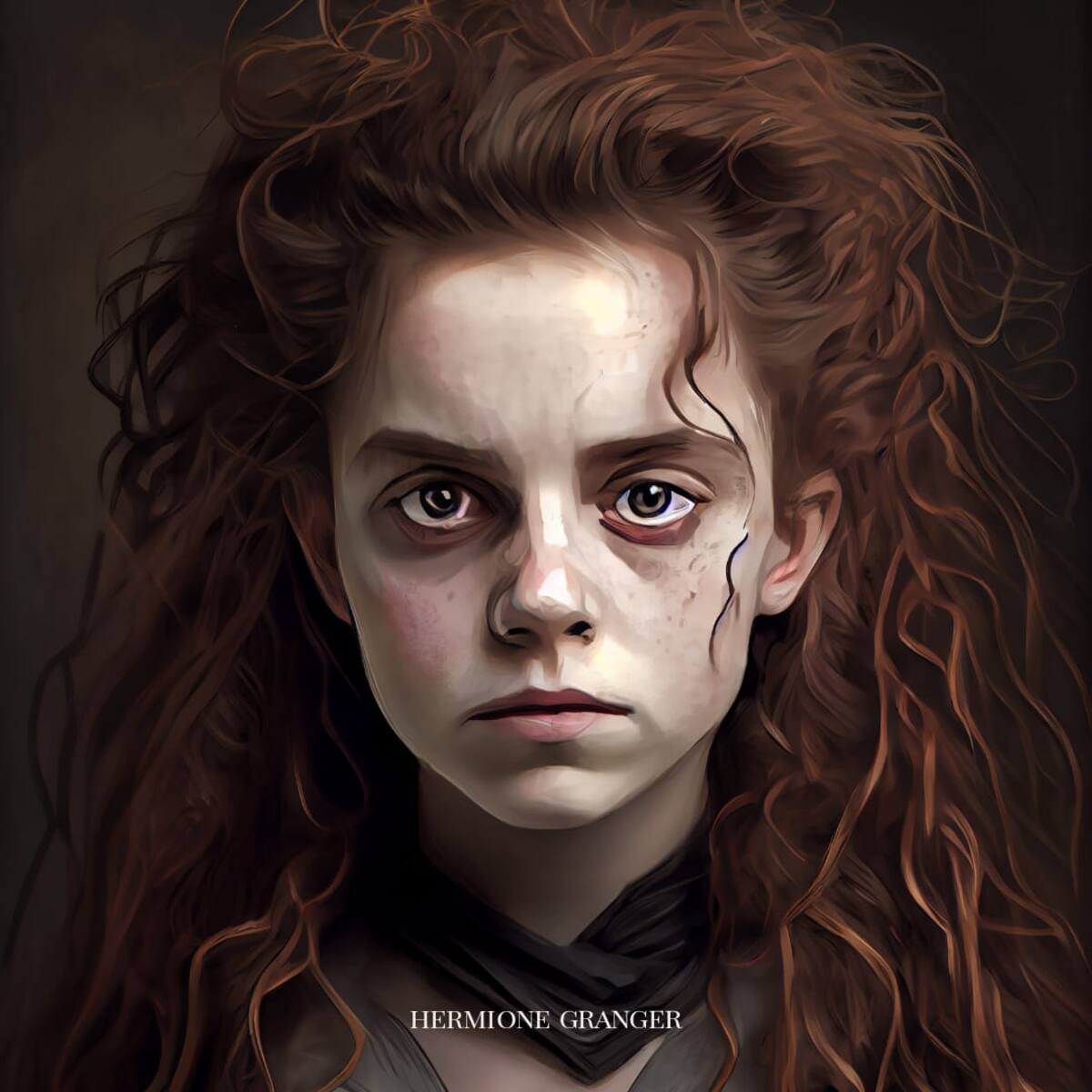 Hermione en estilo de Tim Burton según una IA