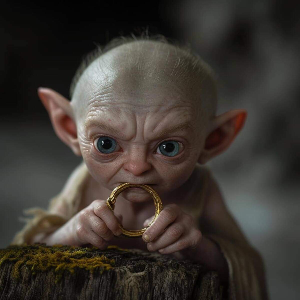 Gollum en su versión infante según una IA