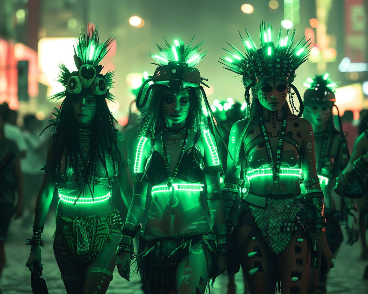 Carnaval en Rio de Janeiro en estética cyberpunk