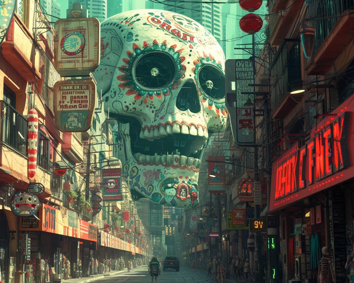 La calavera de la Catrina en las calles de la ciudad