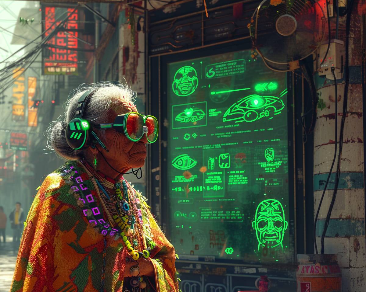 Las tiendas con hologramas cyberpunk distópicos