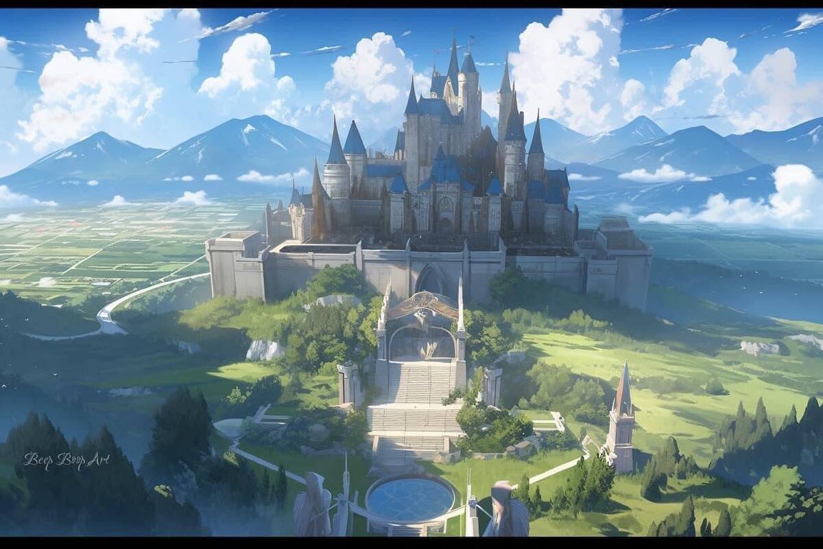 Castillo de Hyrule en estilo Ghibli
