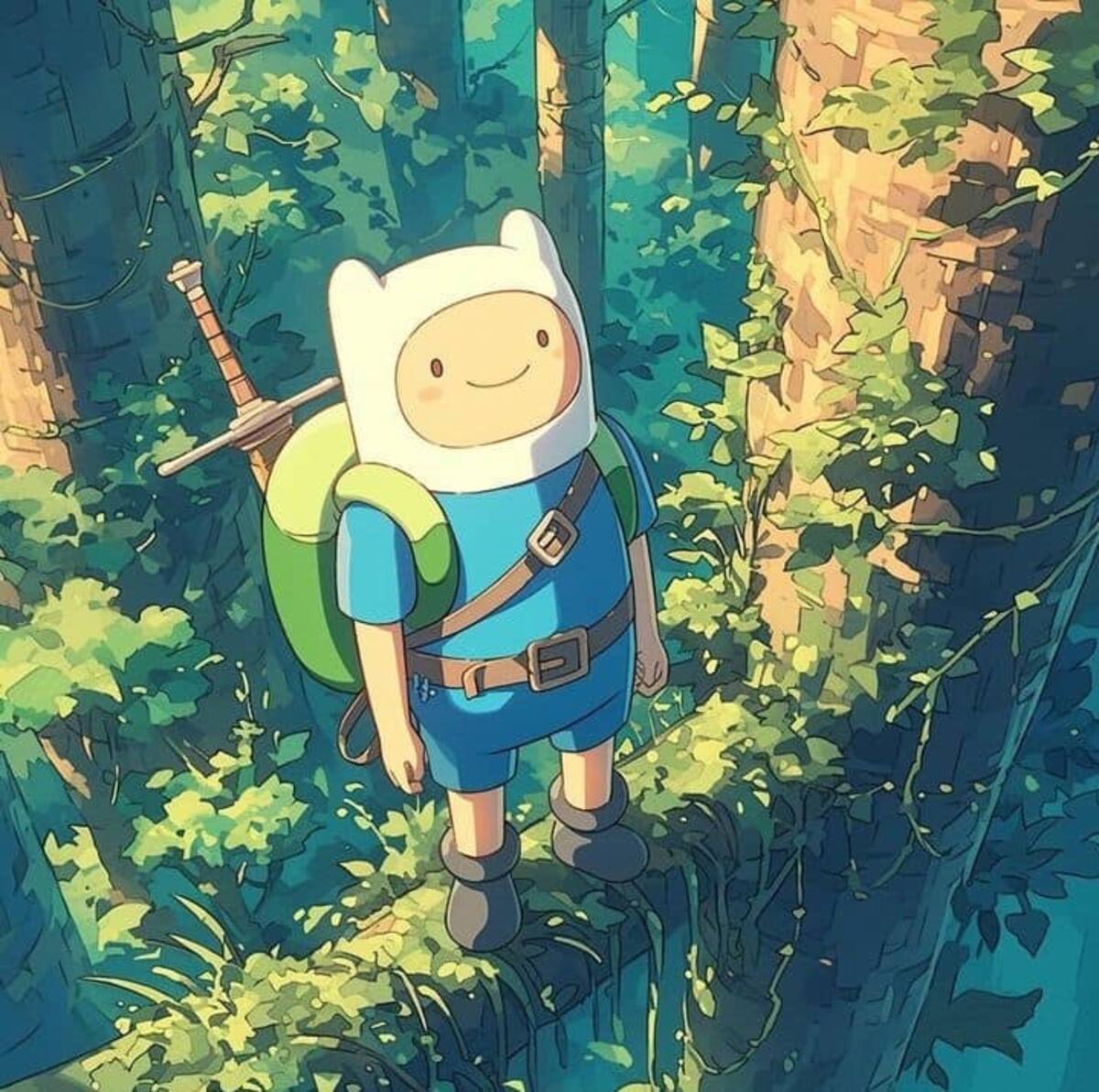 Finn Personajes de Hora de aventura en estilo Ghibli según una IA