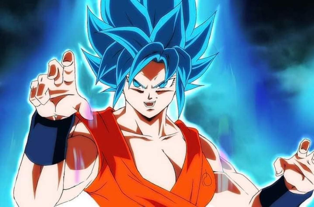 Gokú en su versión femenina en la batalla de los Dioses según una IA