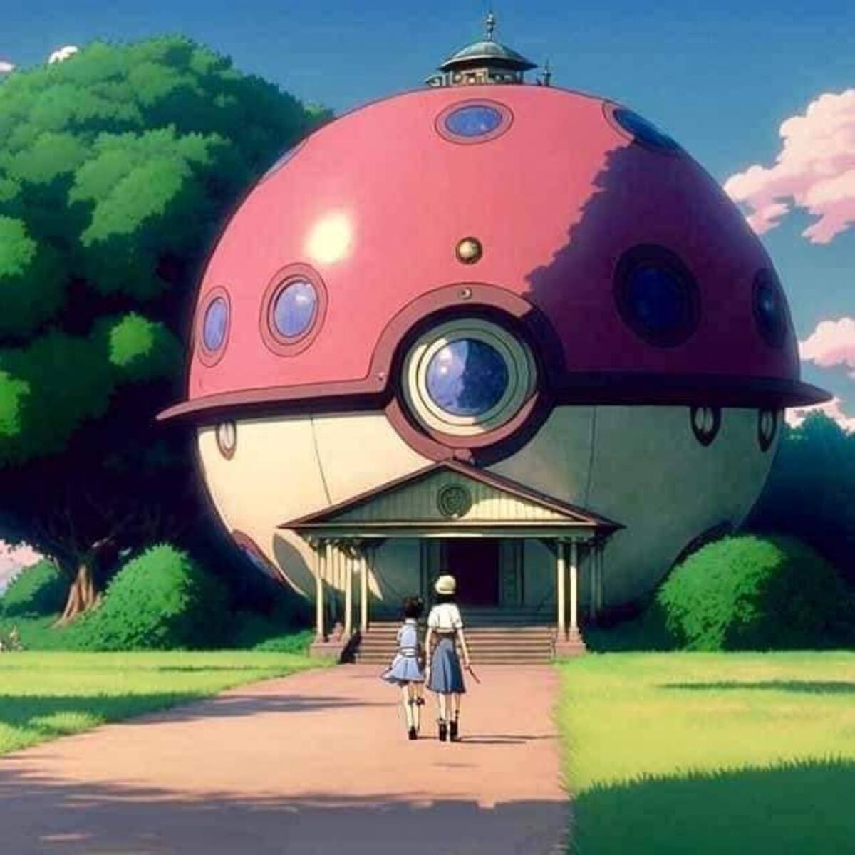 Centro Pokémon en estudio Ghibli según una IA