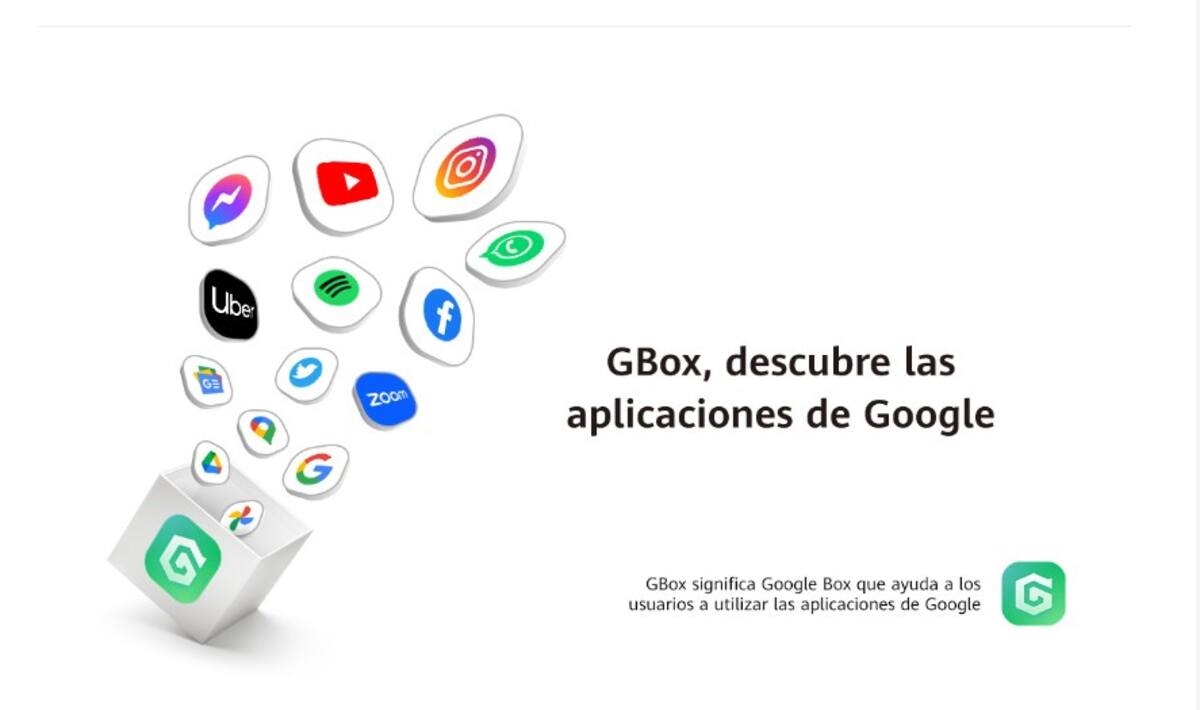 La misma compañía alienta a los usuarios a probar GBox para acceder a las Apps de Google en su dispositivo. Fuente: Huawei.