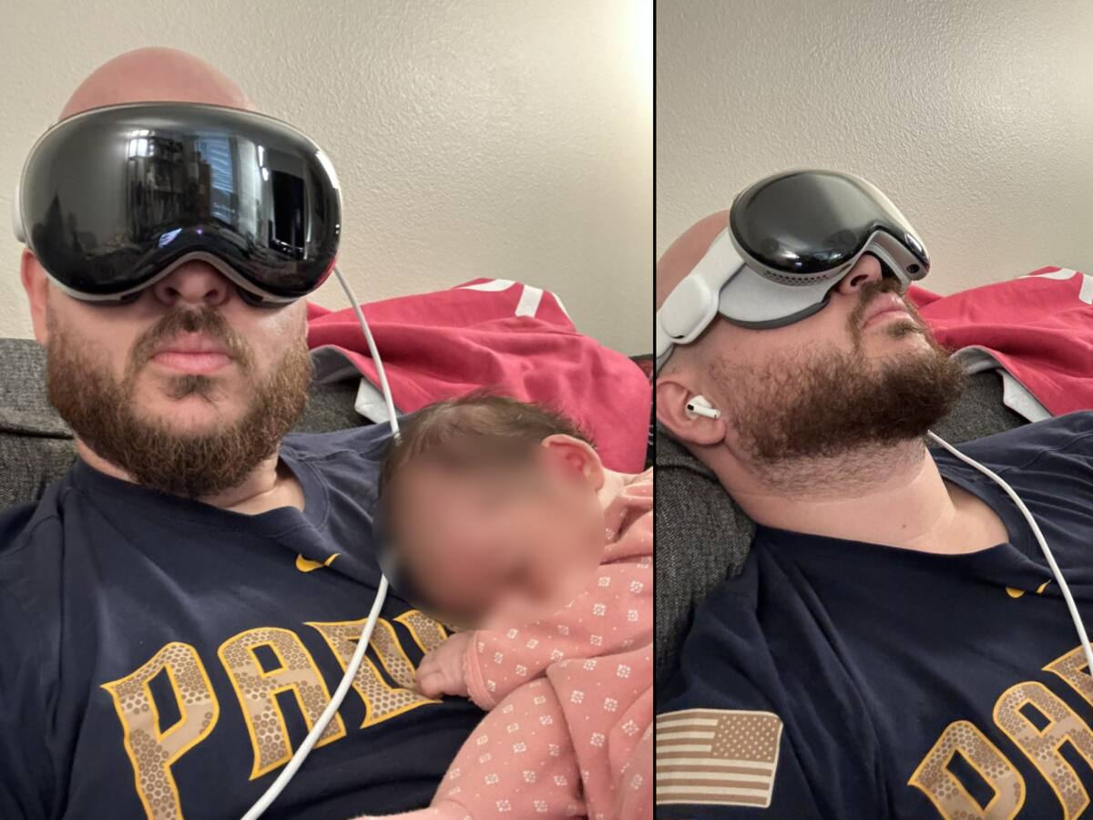 “Lo más triste que he visto”: Critican a papá por usar Apple Vision Pro mientras cargaba a su bebé dormida