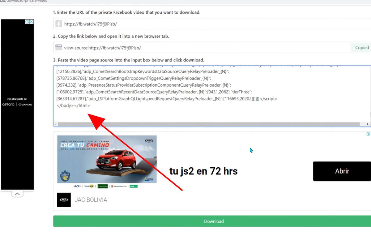 En el caso de algunos videos privados de Facebook, tendrás que copiar el código fuente de la página para obtenerlos.