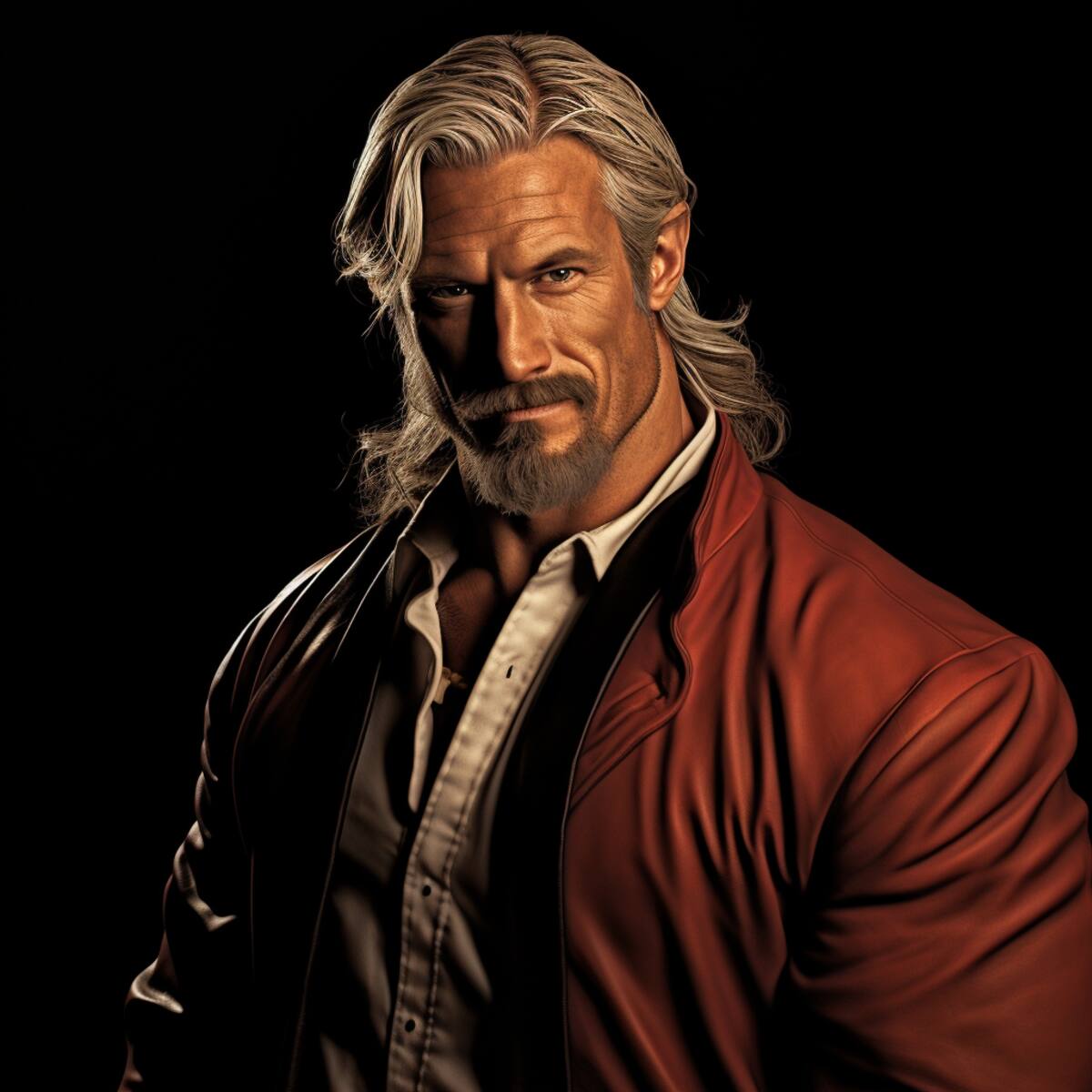 Rugal Bernstein es conocido por su imponente presencia y su ojo derecho cibernético, que le otorga habilidades mejoradas y lo convierte en un formidable adversario en el universo de The King of Fighters.