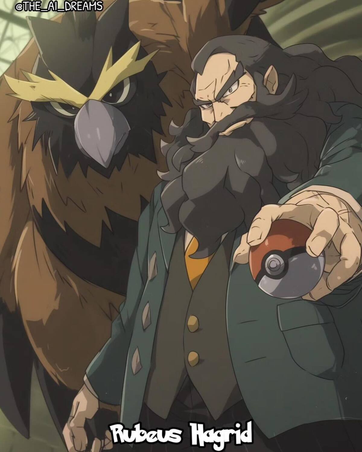Hagrid de "Harry Potter" en el universo Pokemon segun una IA