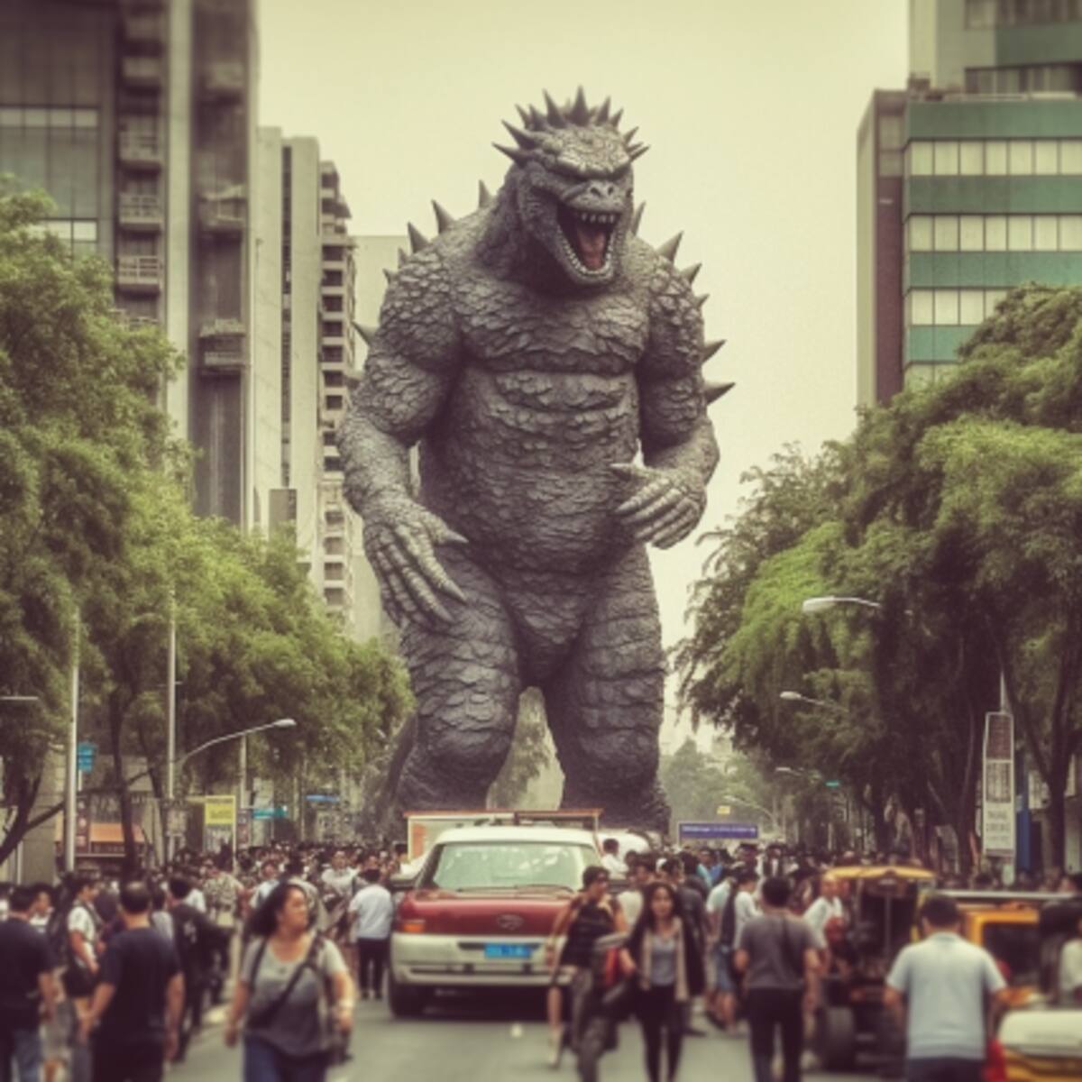Así se vería Godzilla en las calles de la Ciudad de México según la Inteligencia Artificial de Midjourney | Redacción Hoy Cripto