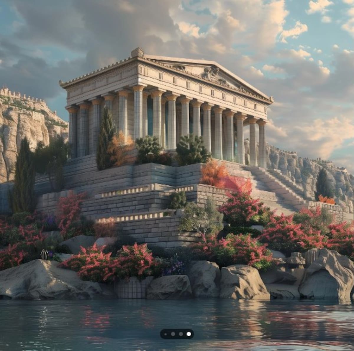 El Mausoleo de Halicarnaso: Una tumba monumental construida en la antigua ciudad de Halicarnaso, hoy Bodrum, Turquía, para honrar al rey Mausolo y su esposa Artemisia.