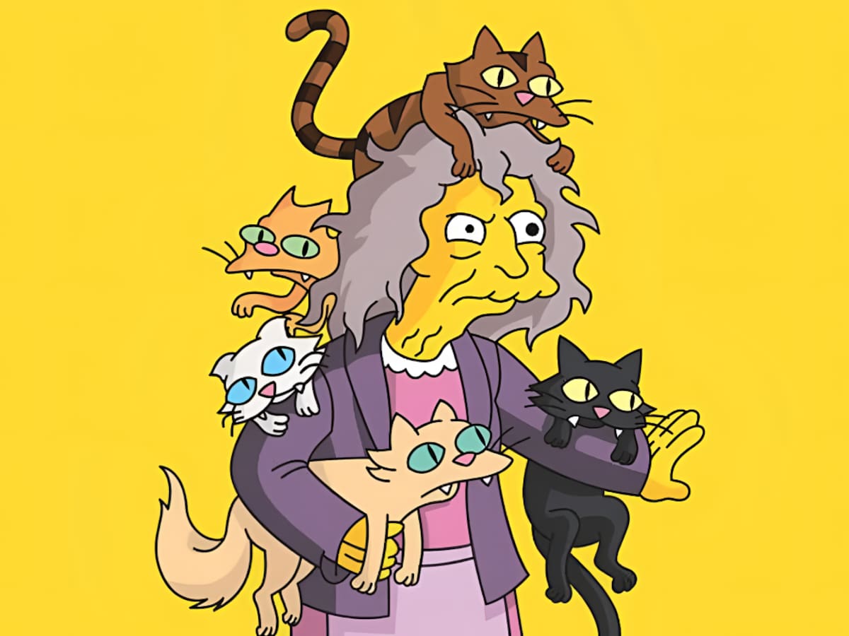 La loca de los gatos de “Los Simpson” cobra vida con estas sorprendentes imágenes de inteligencia artificial