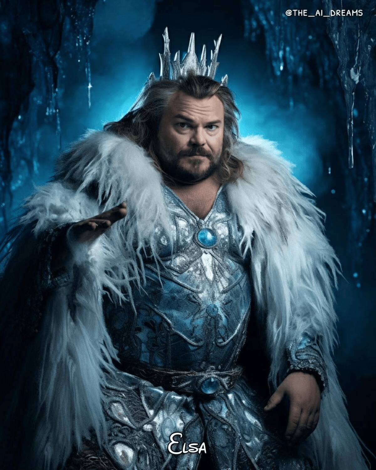 Jack Black como la princesa Elsa de Disney según la Inteligencia Artificial