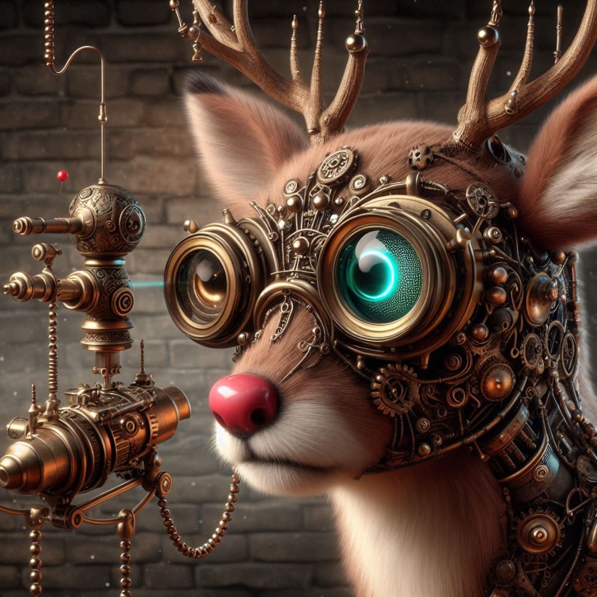 Rodolfo el Reno en estilo steampunk según la Inteligencia Artificial