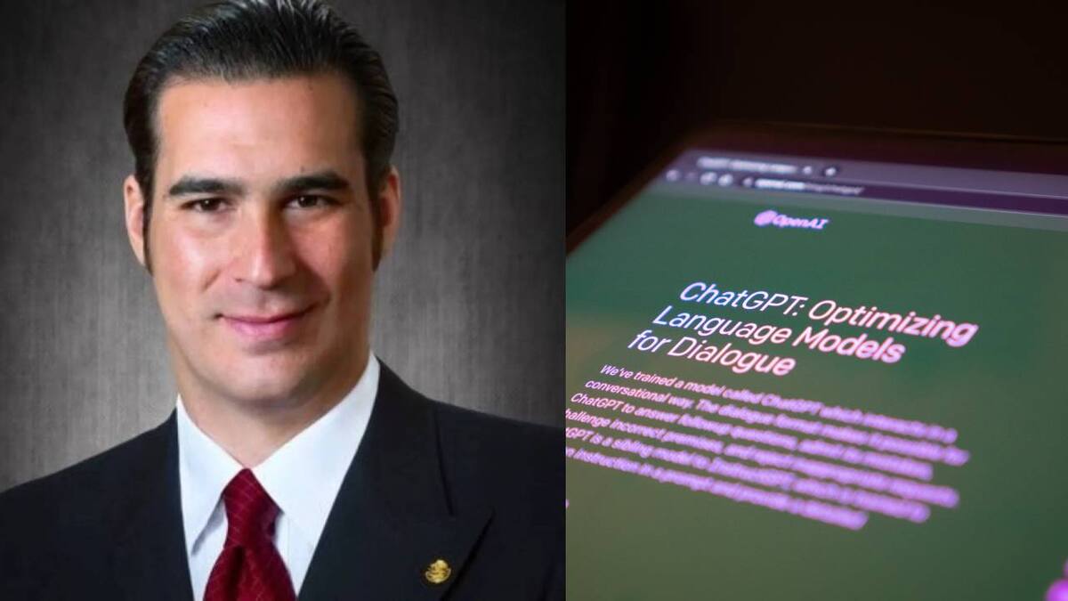 Torruco (izquierda) es el impulsor de una reforma que tomaría en consideración a programas y empresas que lucren con software potenciado por IA en México, como sería el caso de OpenAI y ChatGPT (derecha).