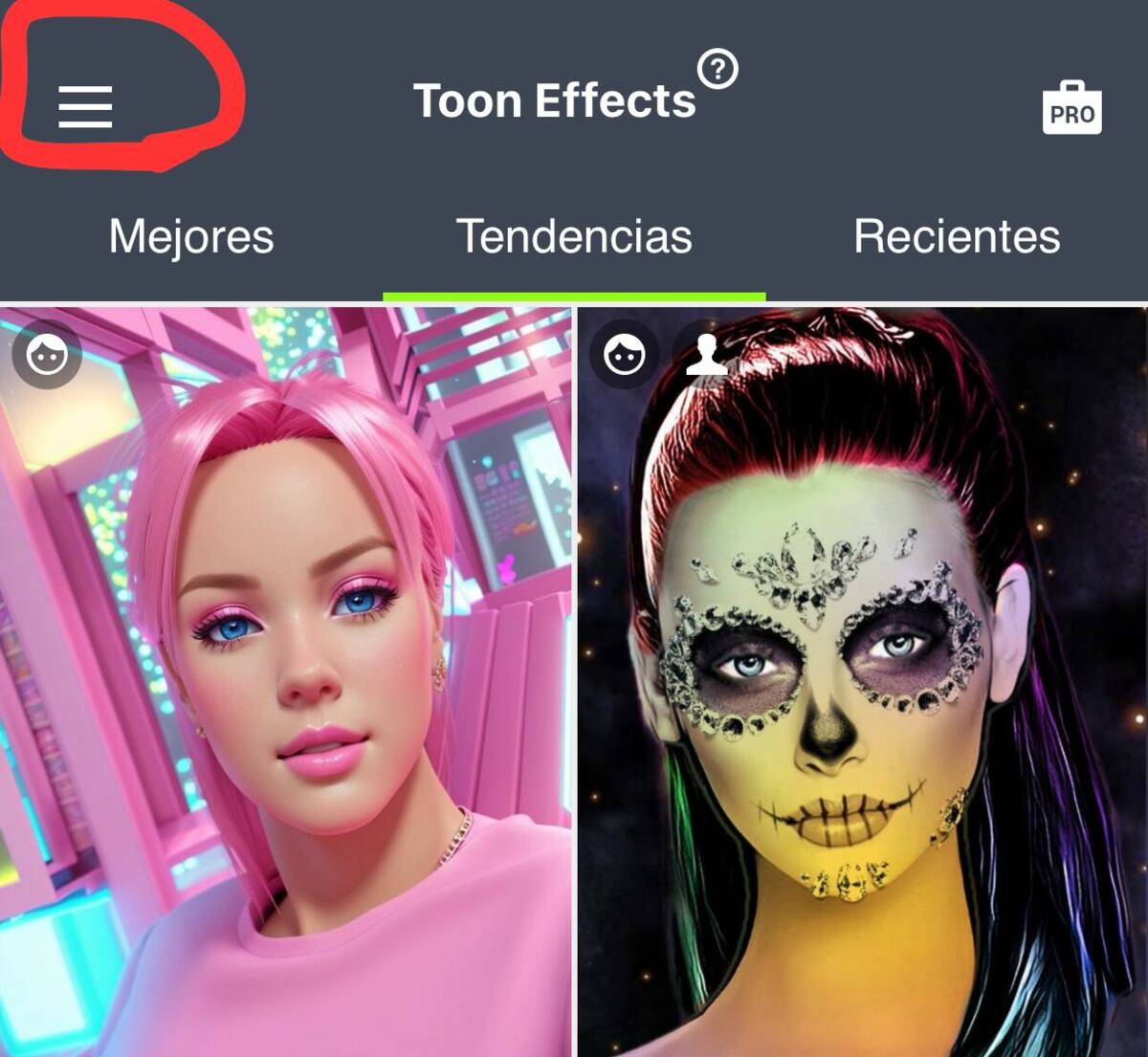 Selecciona el ícono de los tres puntos verticales que se encuentra en la parte superior izquierda