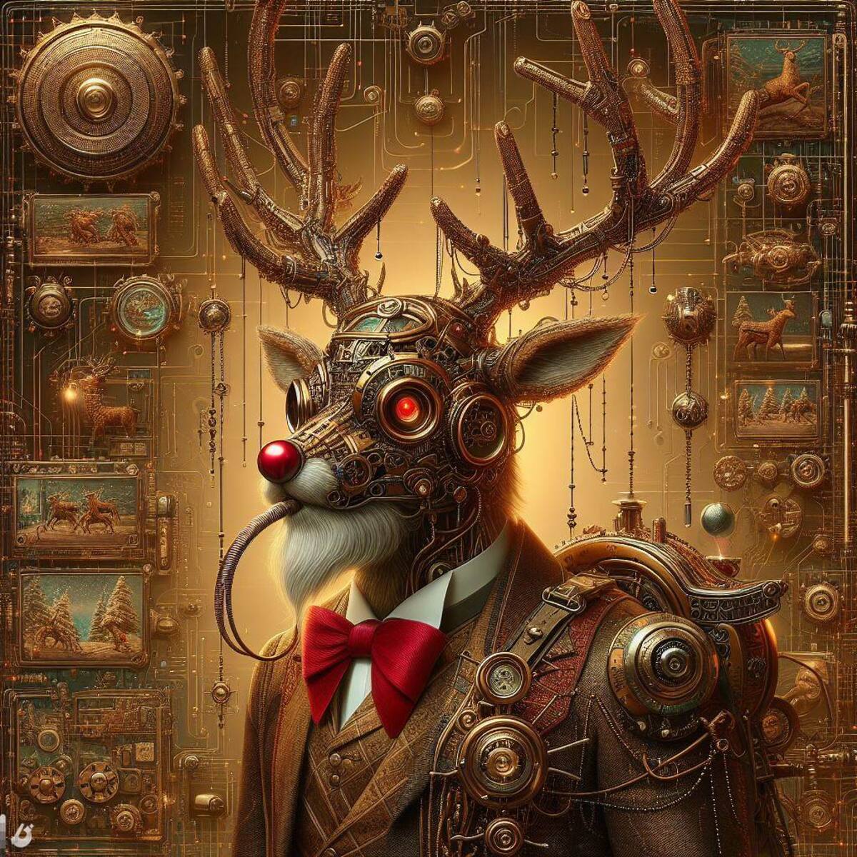 Rodolfo el Reno en estilo steampunk según la Inteligencia Artificial