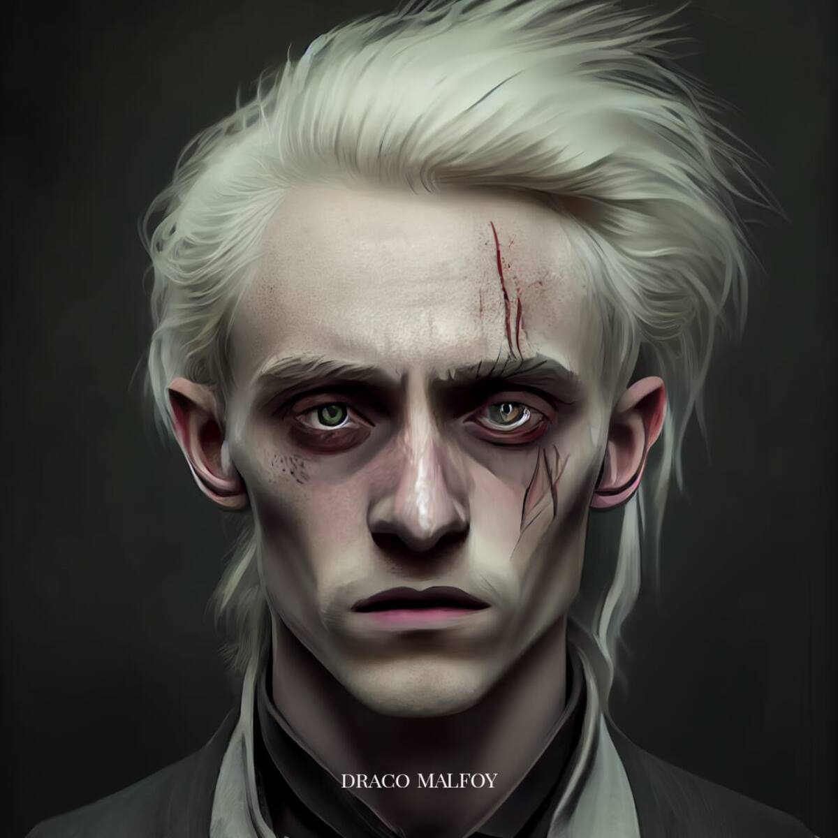 Draco Malfoy en estilo de Tim Burton según una IA
