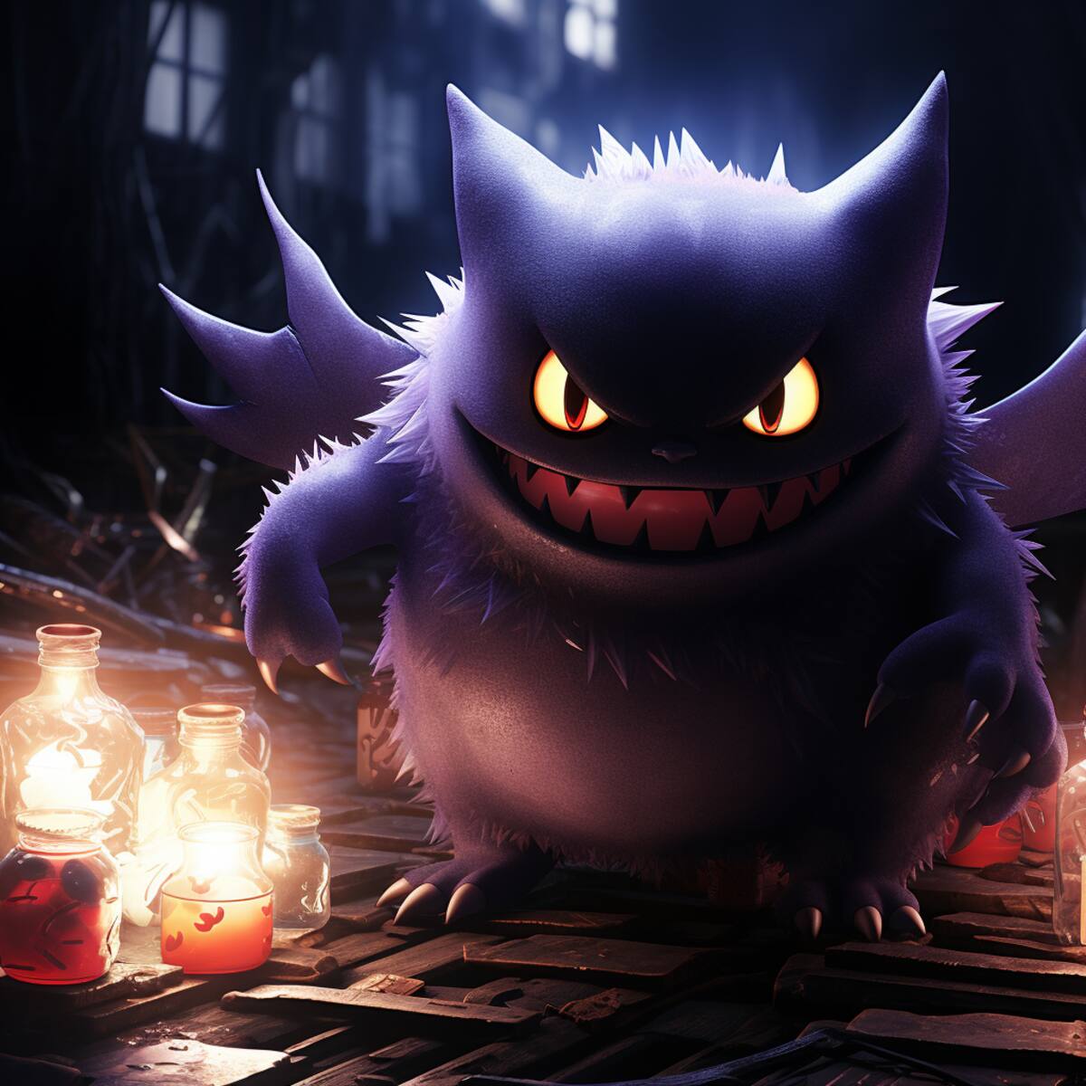 Conocido por su personalidad juguetona, Gengar disfruta gastar bromas a incautos viajeros. Aprovecha su habilidad para desaparecer y reaparecer en lugares inesperados, generando sustos inolvidables.