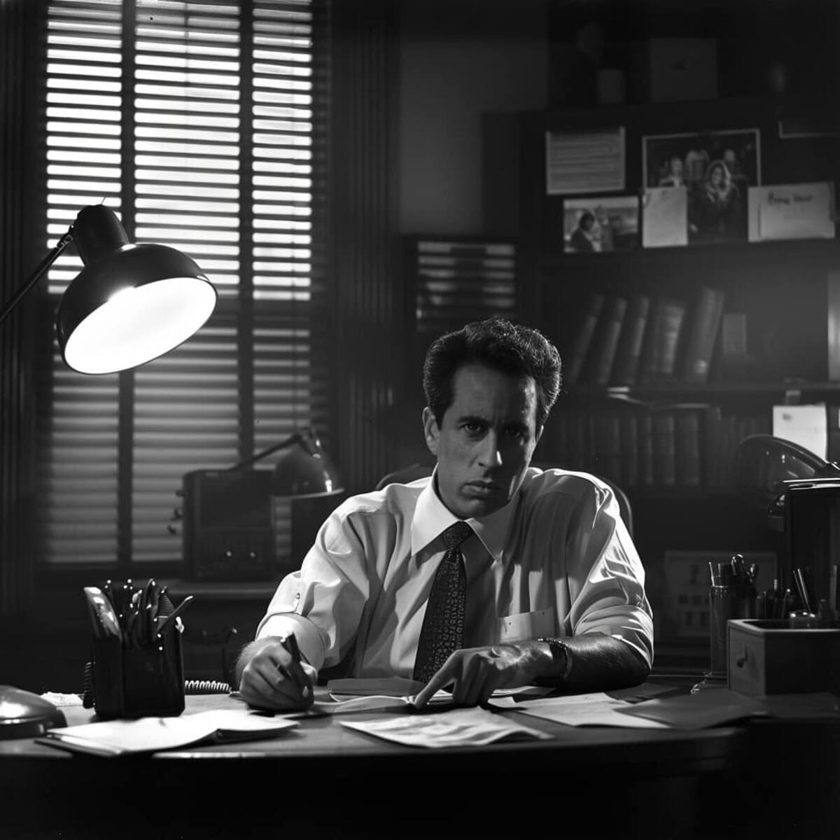 Risas digitales en tonos oscuros: Seinfeld en un mundo noir, gracias a la IA.