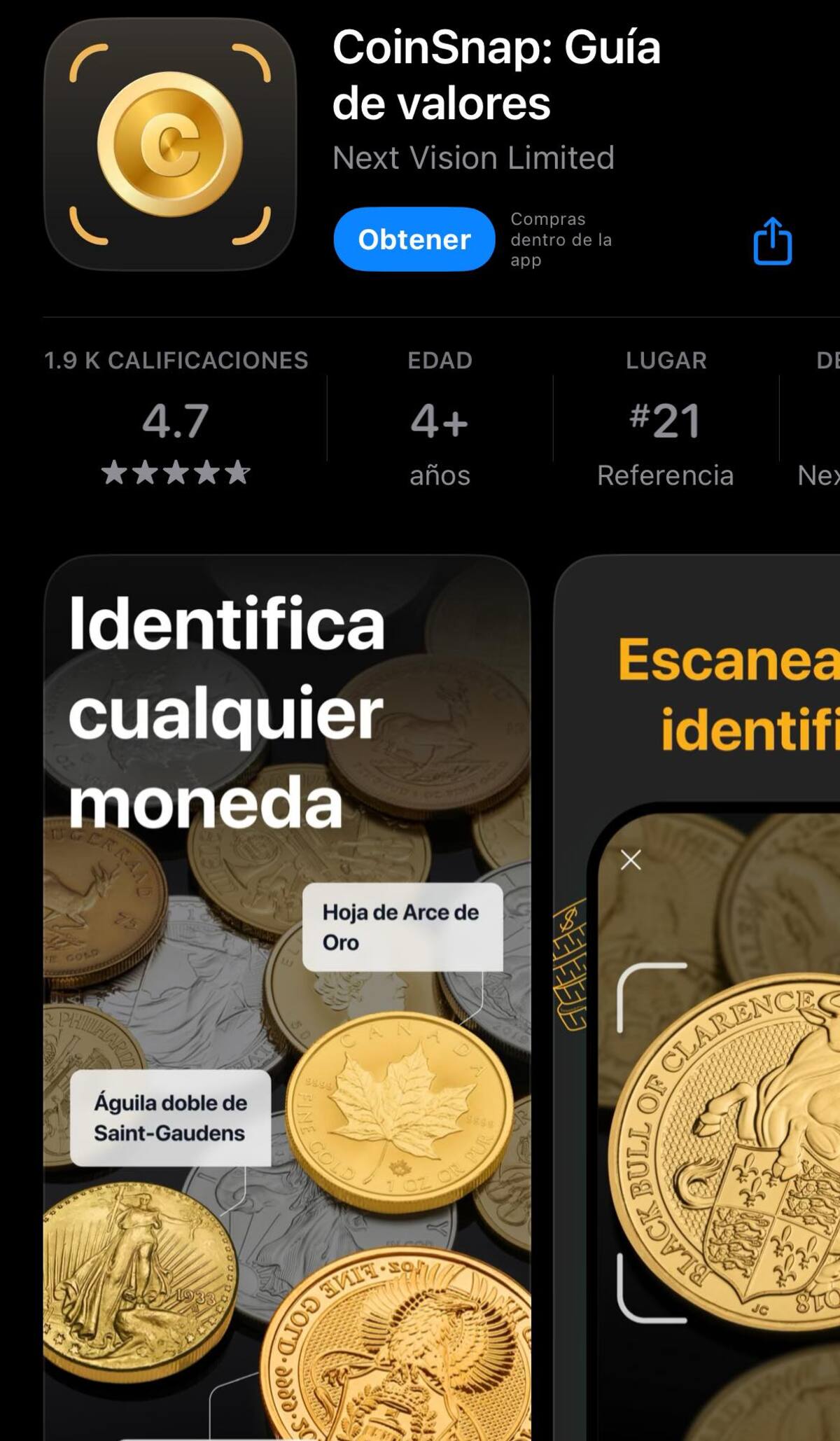 Coinsnap, una aplicación que te ofrece una valoración profesional de tus monedas
