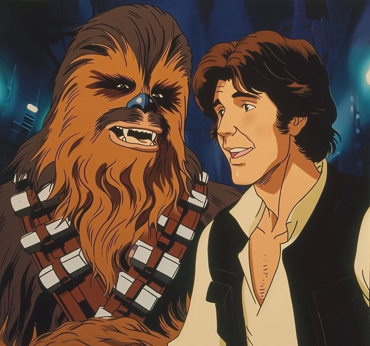 Han Solo y Chewbaca en versión Studio Ghibli según una IA