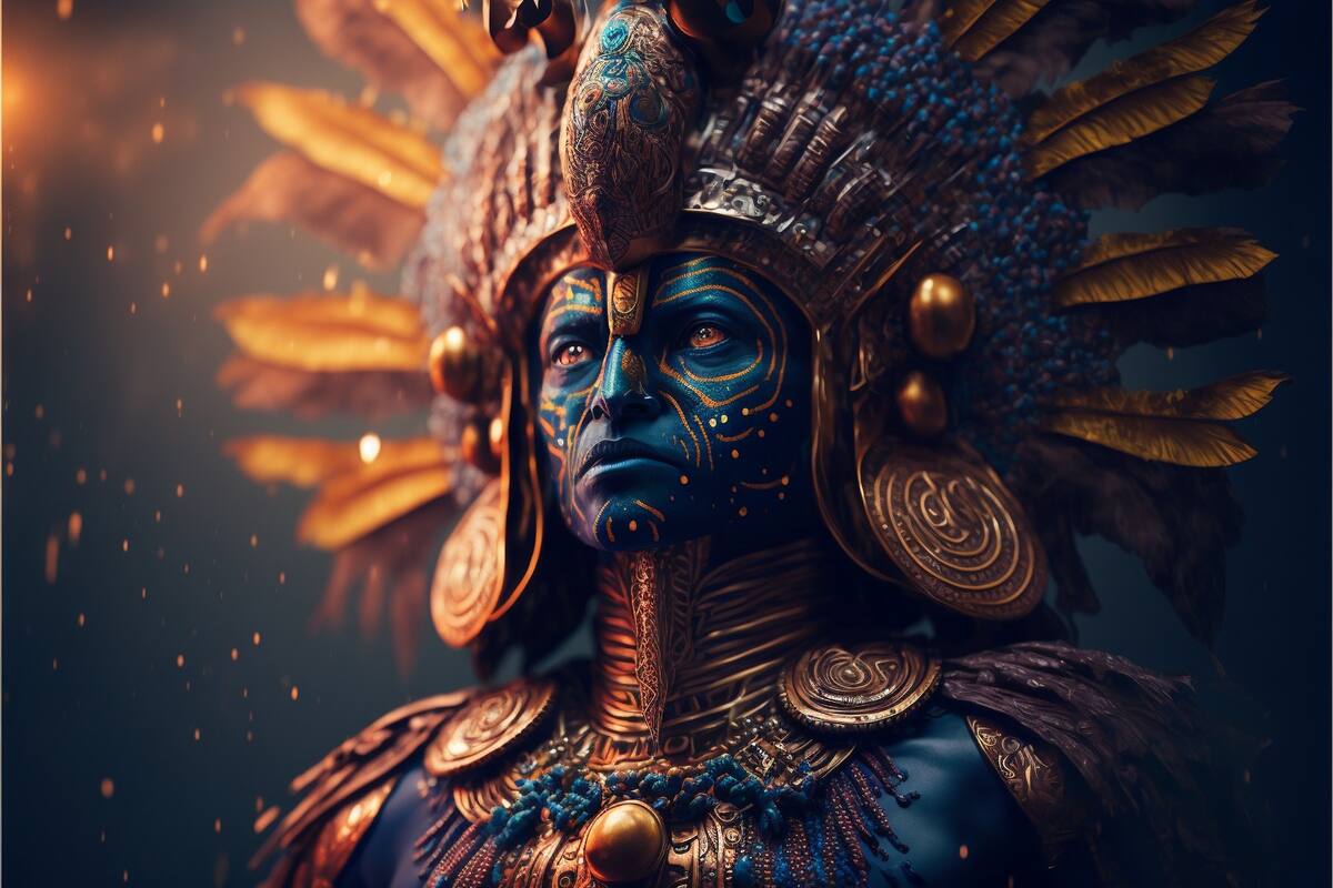 La inteligencia artificial muestra cómo se vería Huitzilopochtli en su descripción exacta.