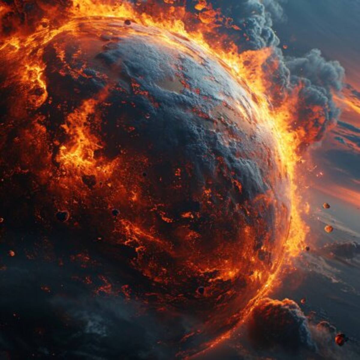 Así se vería la Tierra si se cumpliera la predicción de Stephen Hawking y se convirtiera en una bola de fuego | Midjourney