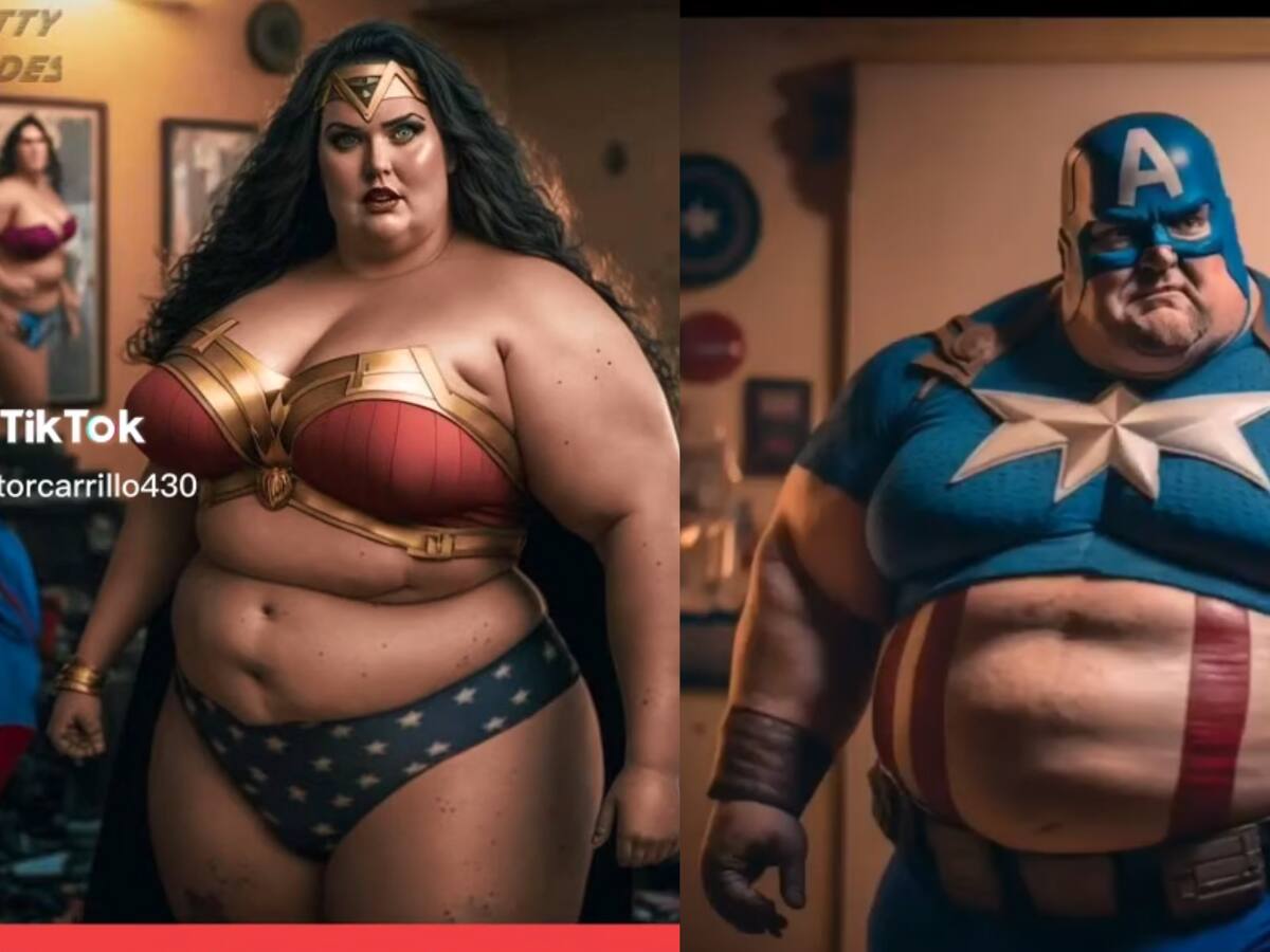 Así se verían los superhéroes en su versión "plus size" según una inteligencia artificial
