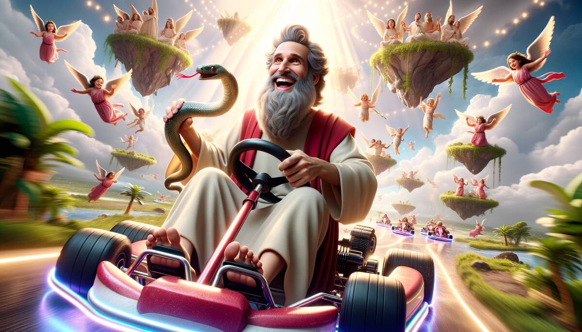 IA revela como se verían los personajes de la biblia como personajes de Mario Kart según una inteligencia artificial.