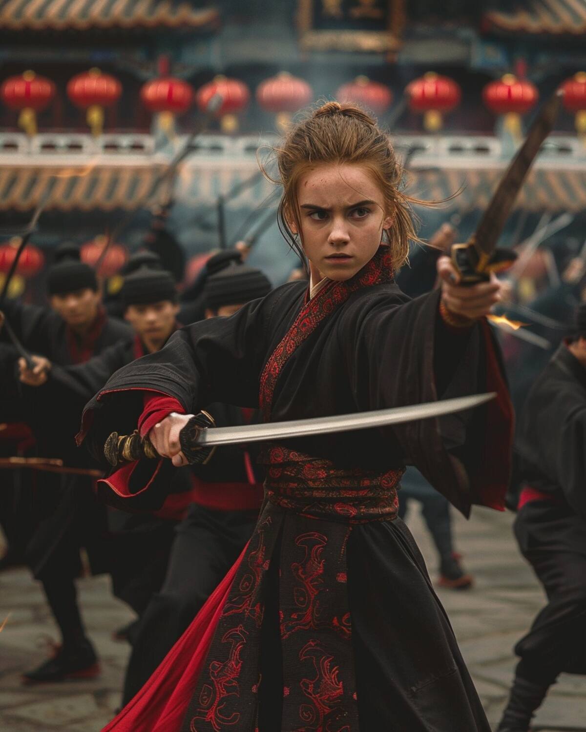 Hermione en estilo de artista marcial según una IA