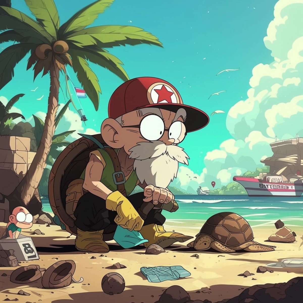 Maestro roshi en estilo de Cartoon Network según una IA