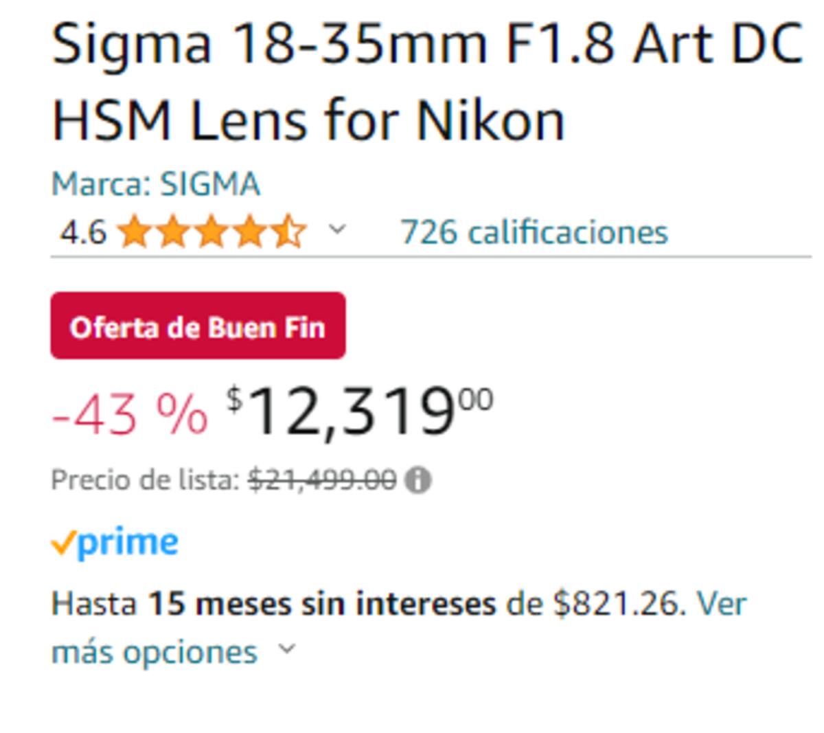El lente habría pasado desde los $21 mil dólares hasta los $12 mil.