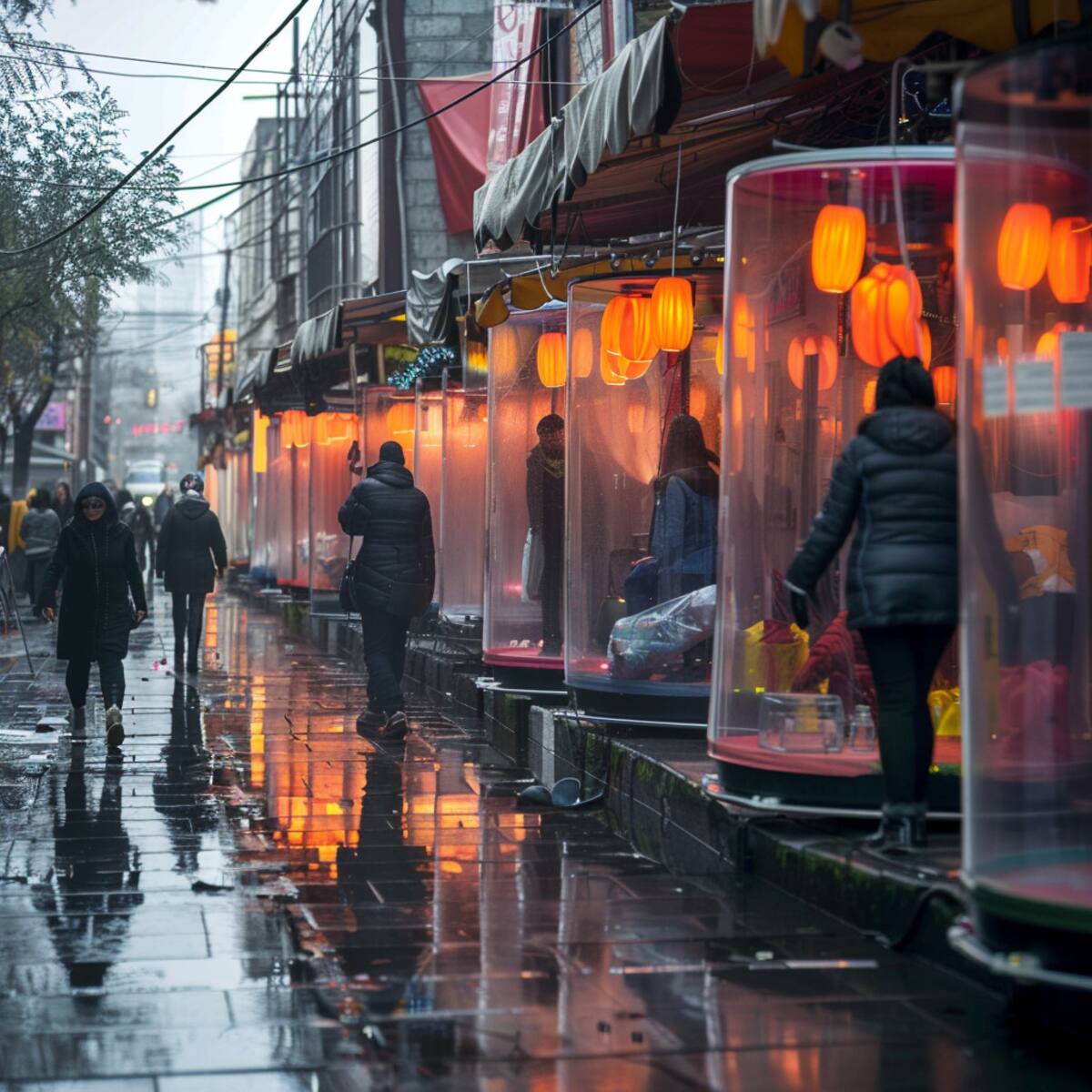 En las tiendas, los mostradores pasaron a ser tecnología de punta con mostradores holográficos.