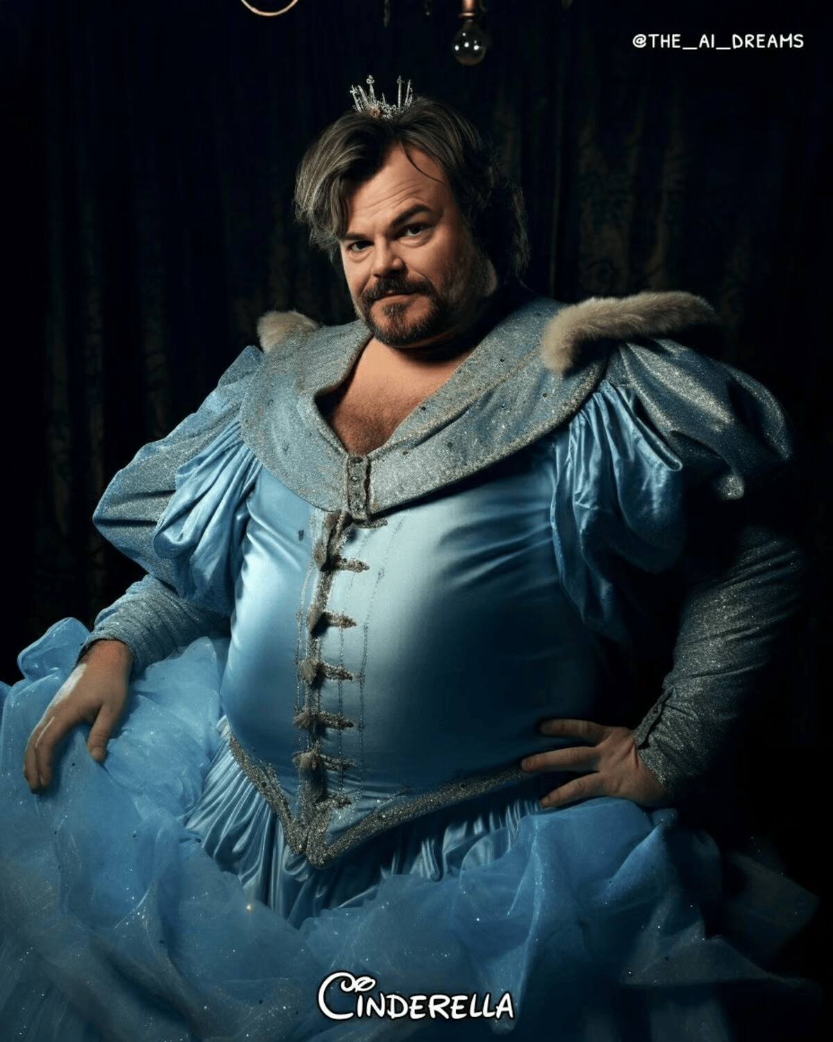 Jack Black como Cenicienta de Disney según la Inteligencia Artificial