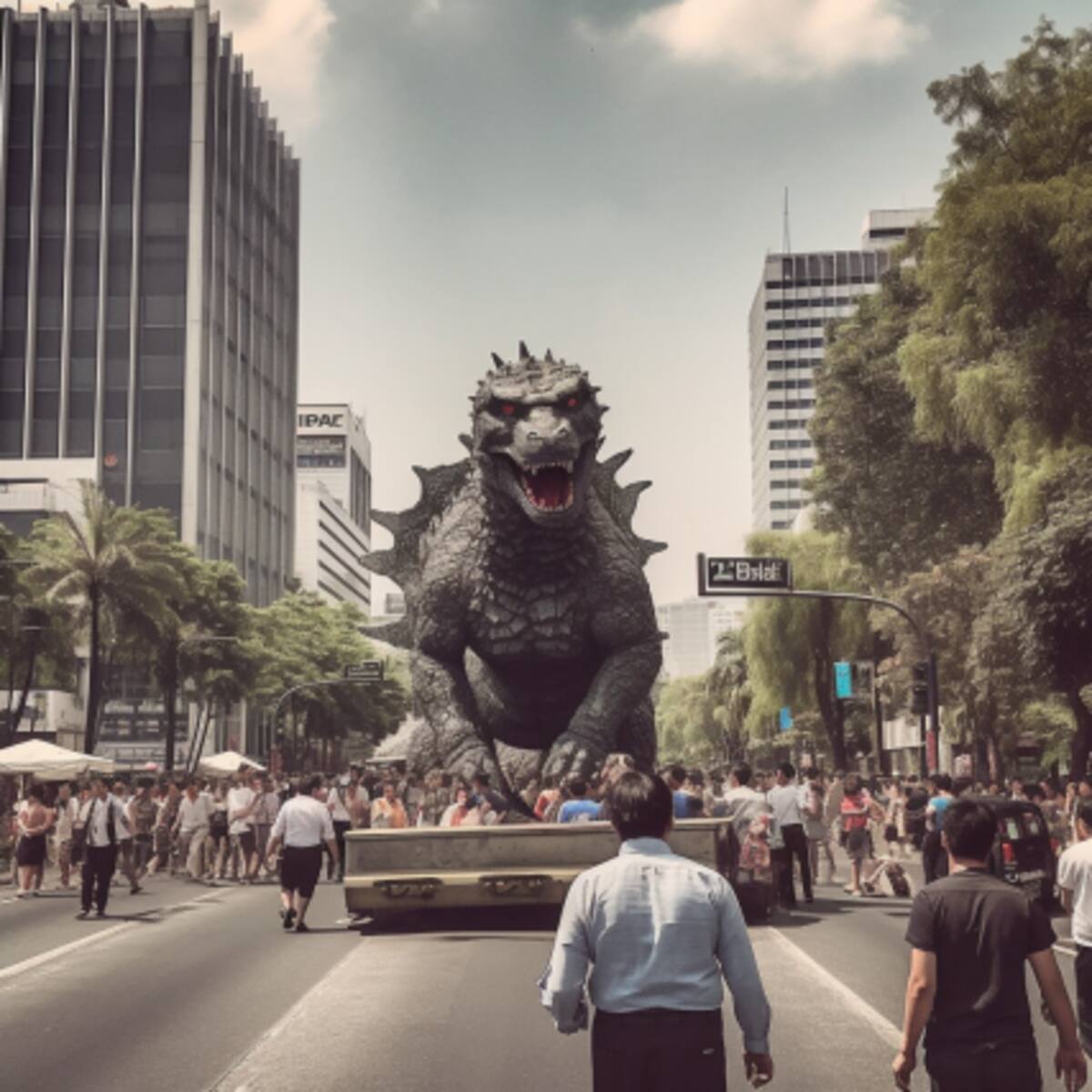 Así se vería Godzilla en las calles de la Ciudad de México según la Inteligencia Artificial de Midjourney | Redacción Hoy Cripto