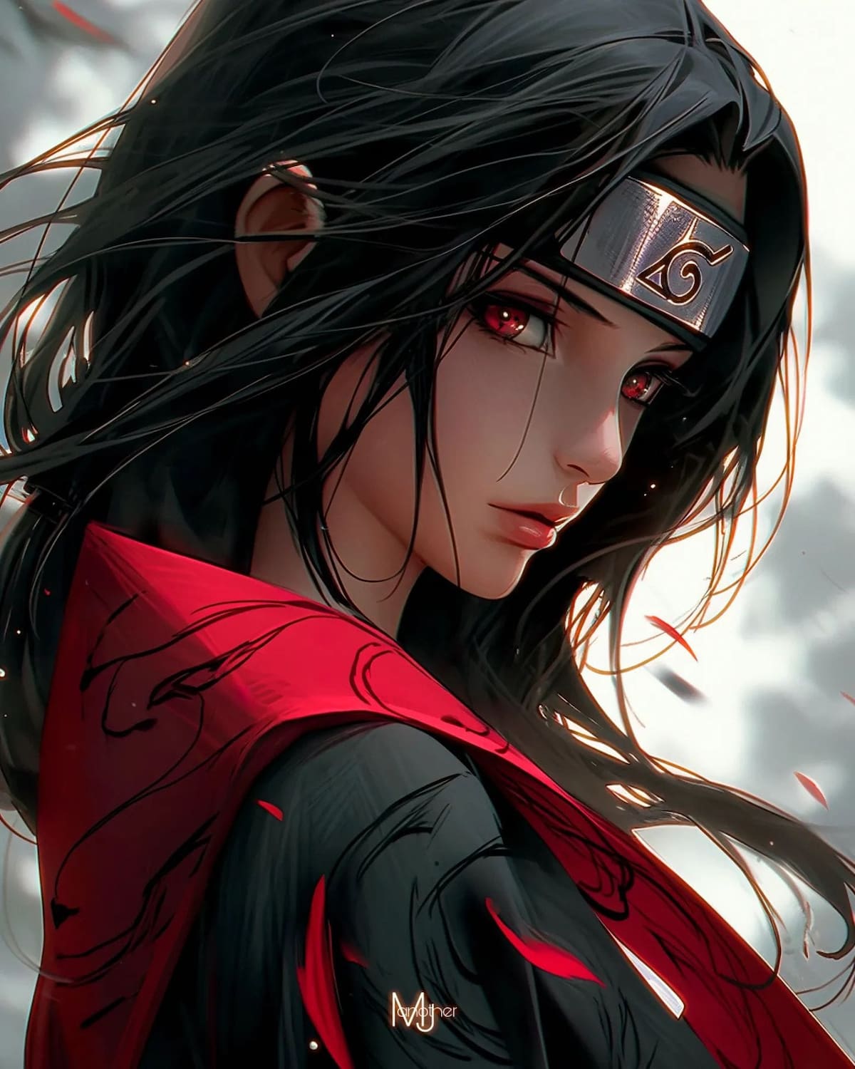 Uchiha Itachi en su versión femenina según una IA