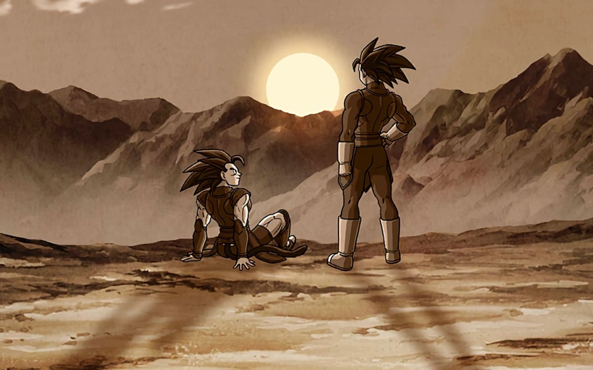 Shallot y su hermano discutiendo el poder del Súper Sayajin Dios.