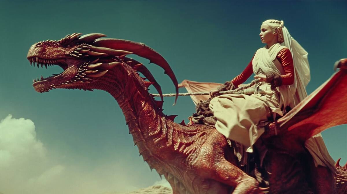 Daenerys montando uno de sus dragons