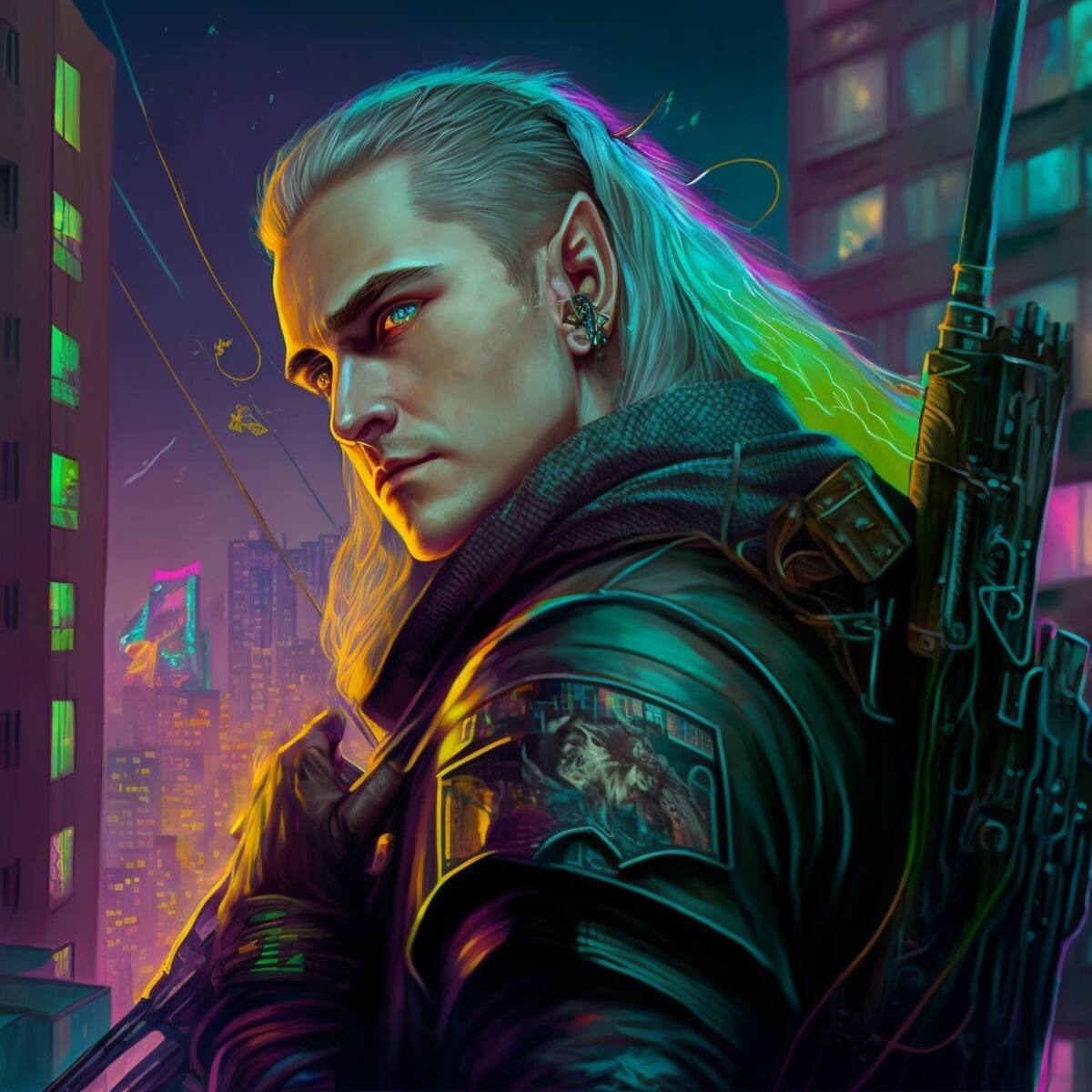 Légolas en estilo cyberpunk según una IA