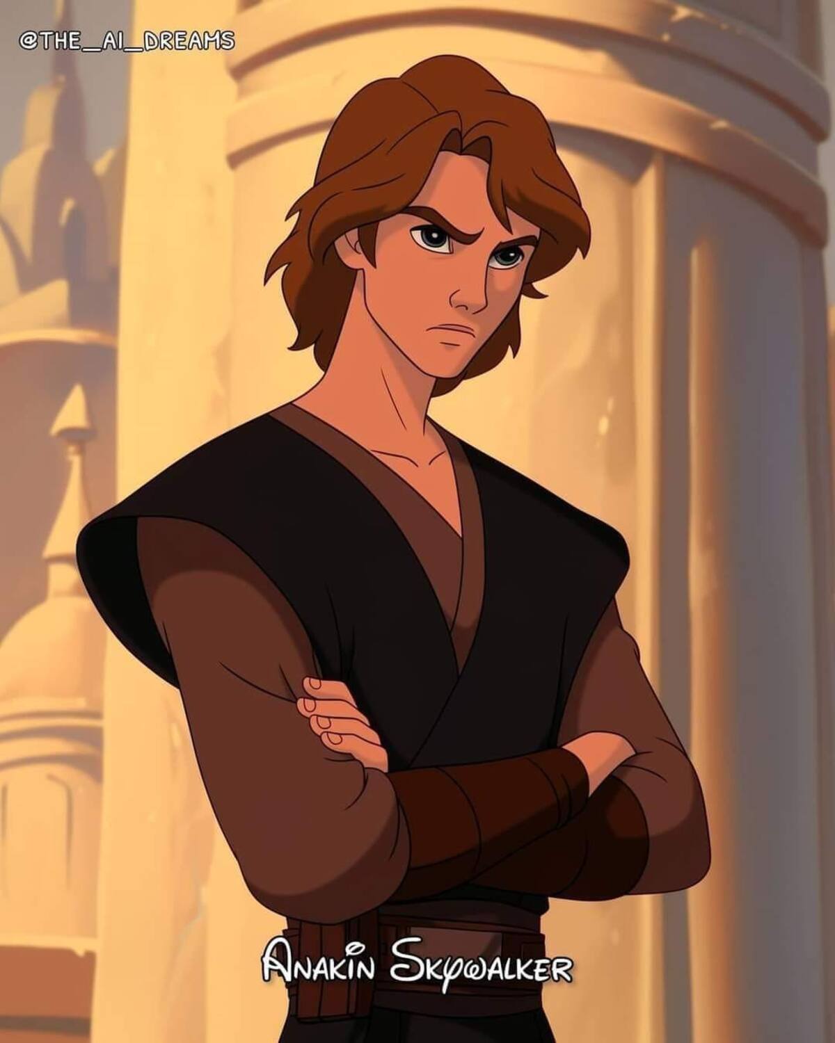 Anakin versión dibujo de Disney antiguo según una IA