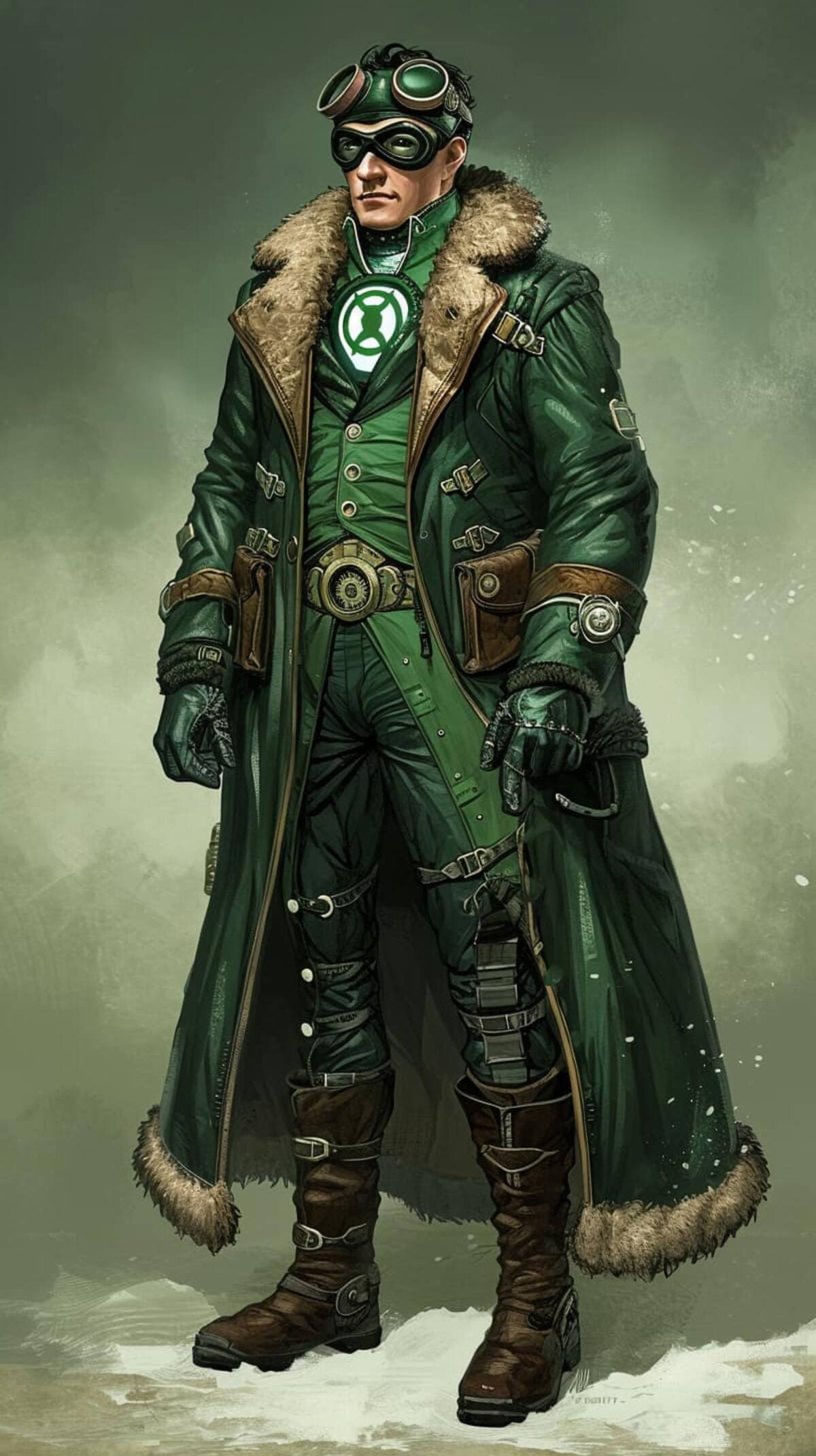 Linterna Verde en estilo steampunk según una IA