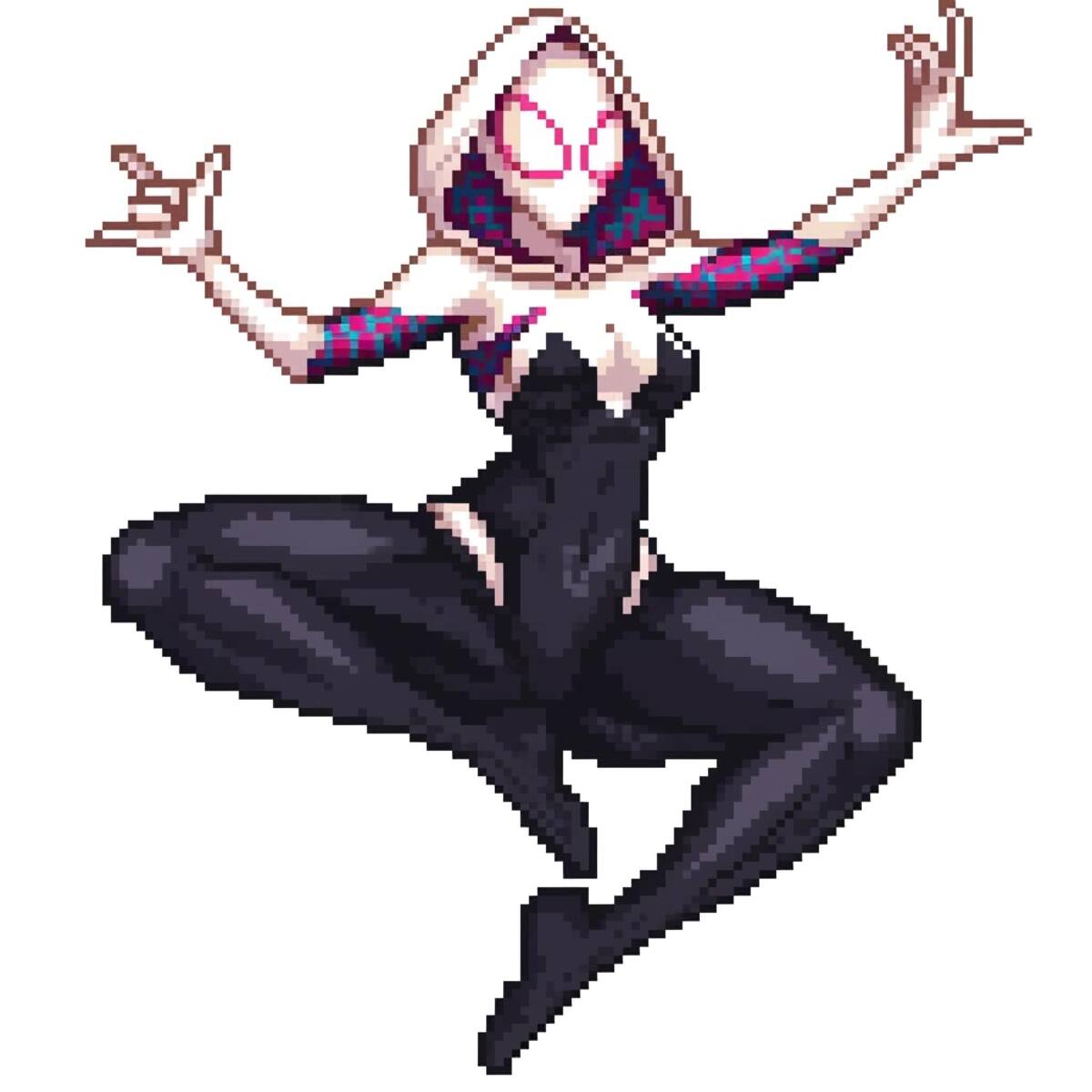 Spider Gwen en versión 8 bits según una IA