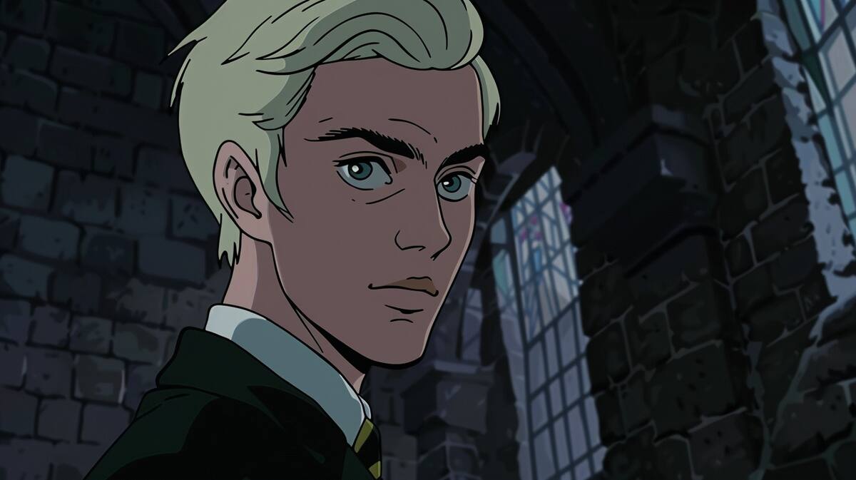 Draco Malfoy en estilo anime según una IA