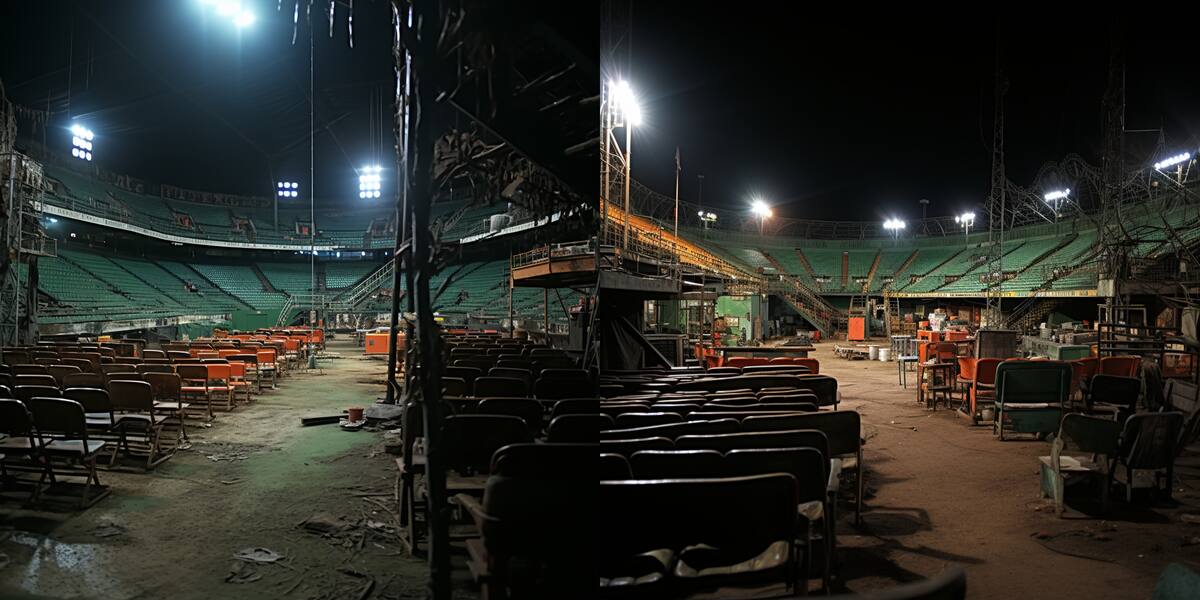 El estadio Héctor Espino sin cancha de béisbol,la voz del locutor no deja de sonar emocionada por los megáfonos.