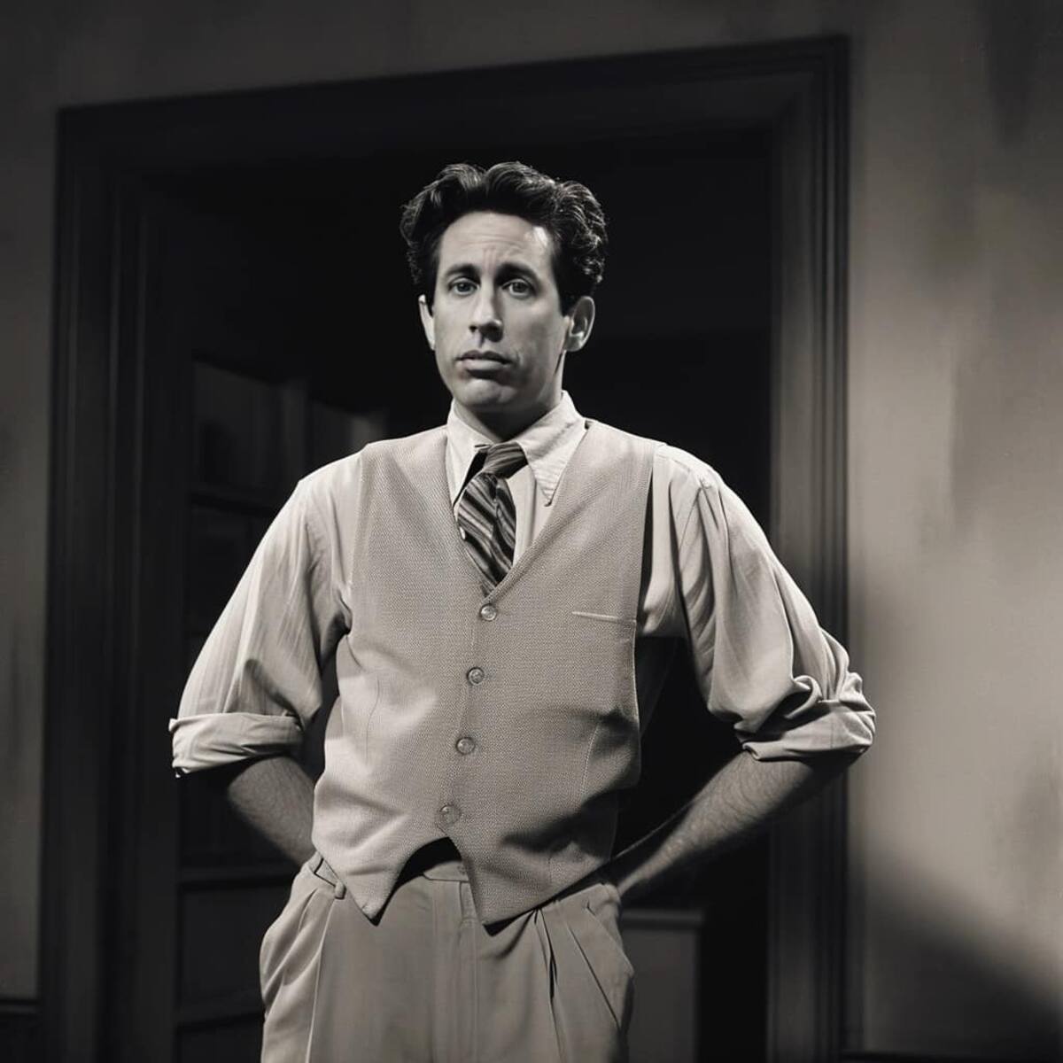 Risas en las sombras con la ayuda de la inteligencia artificial: La inesperada versión noir de la serie Seinfeld.