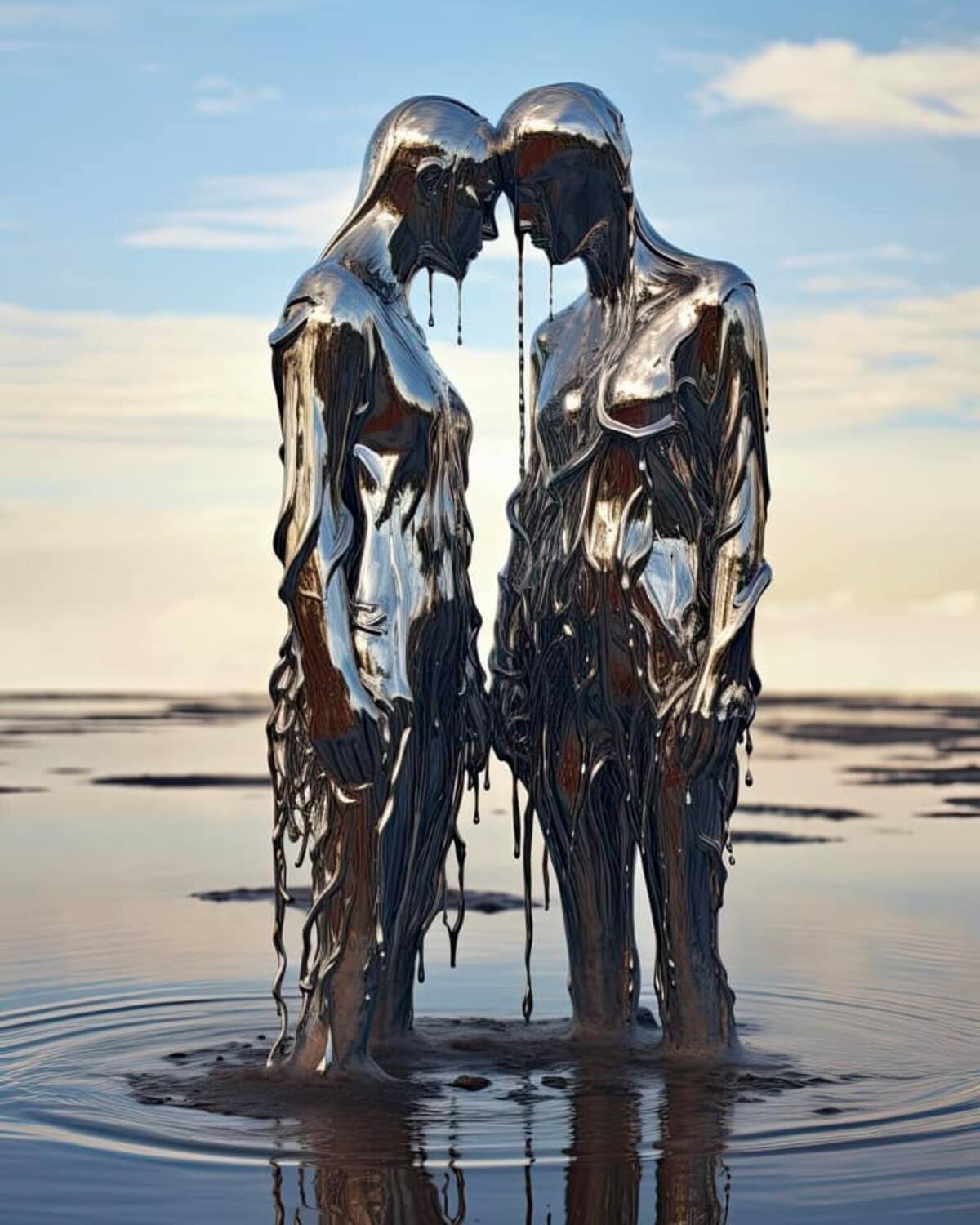 Entes humanoides de petróleo desfalleciendo.