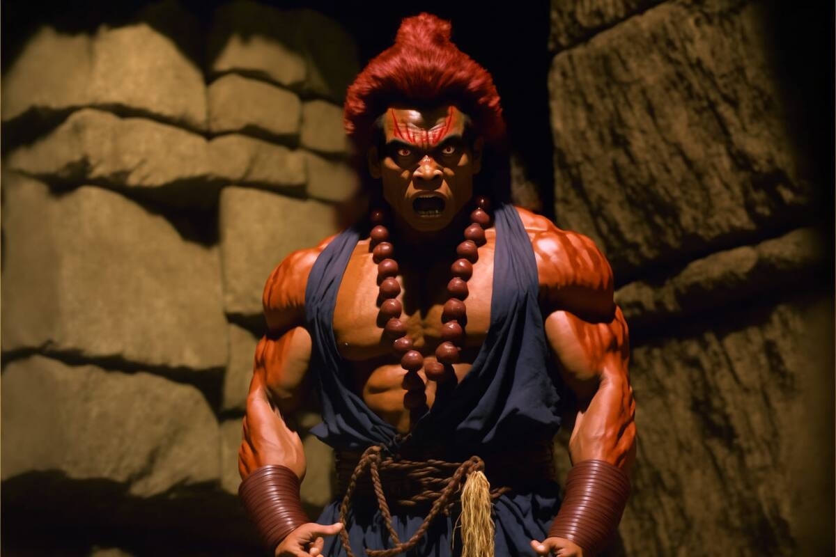 Akuma en un live action de los años ochentas según una IA